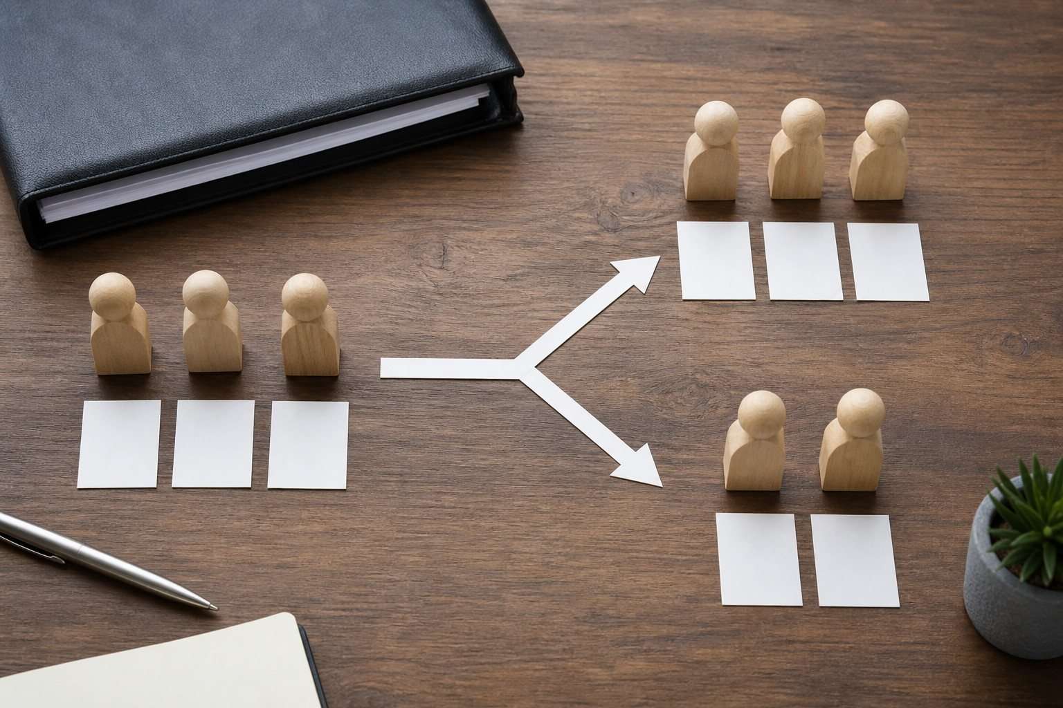 Diagrama físico de decisiones, participaciones y posibles salidas de socios